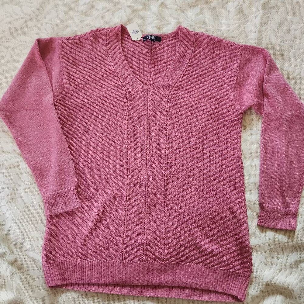 S15 Chaps sparkly pink cable knit sweater